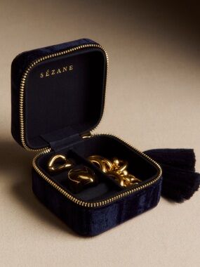 Sezane Embossed Velvet Jewelry Case